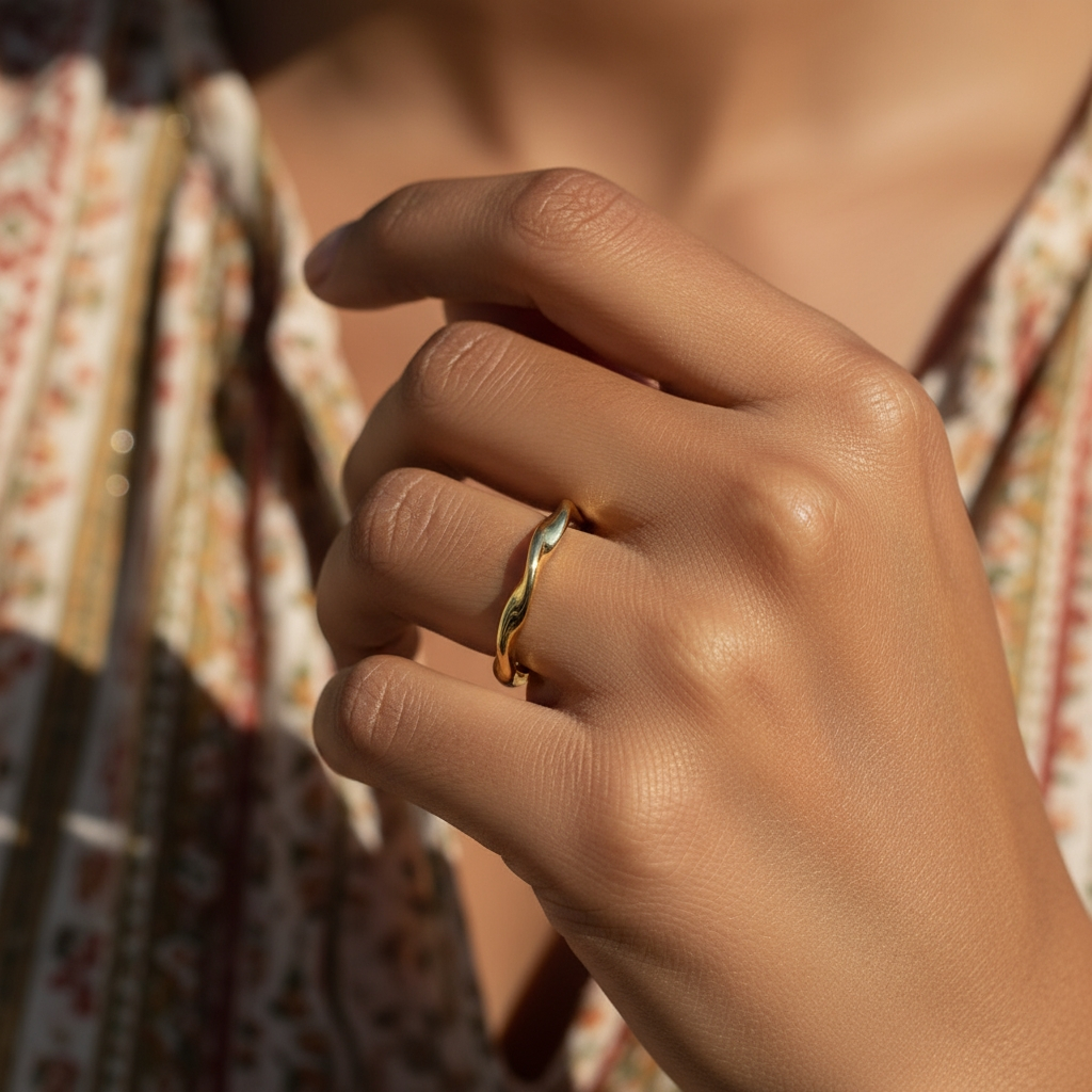 Gold Wave Ring of Flow