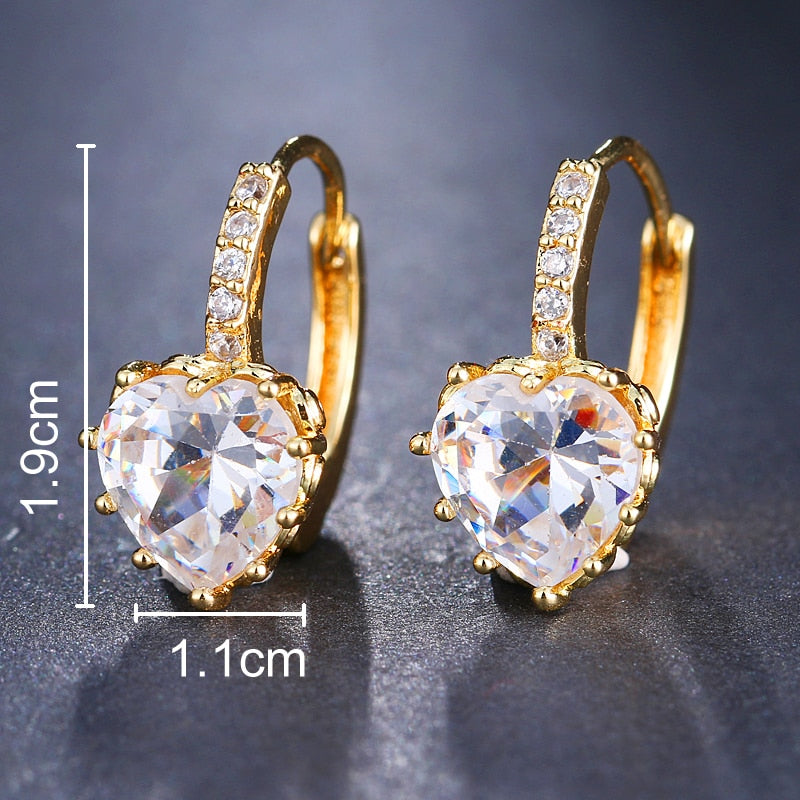 Cubic Zirconia and Rhinestone Heart Earrings