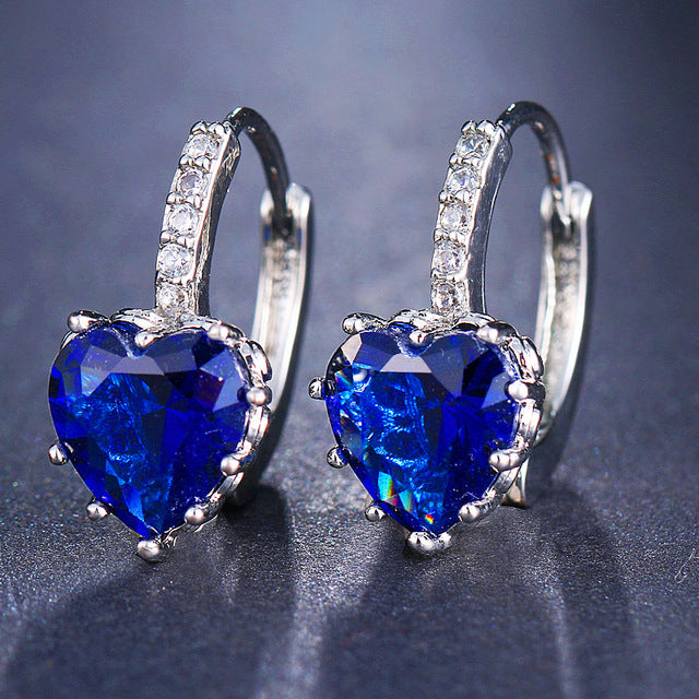 Cubic Zirconia and Rhinestone Heart Earrings