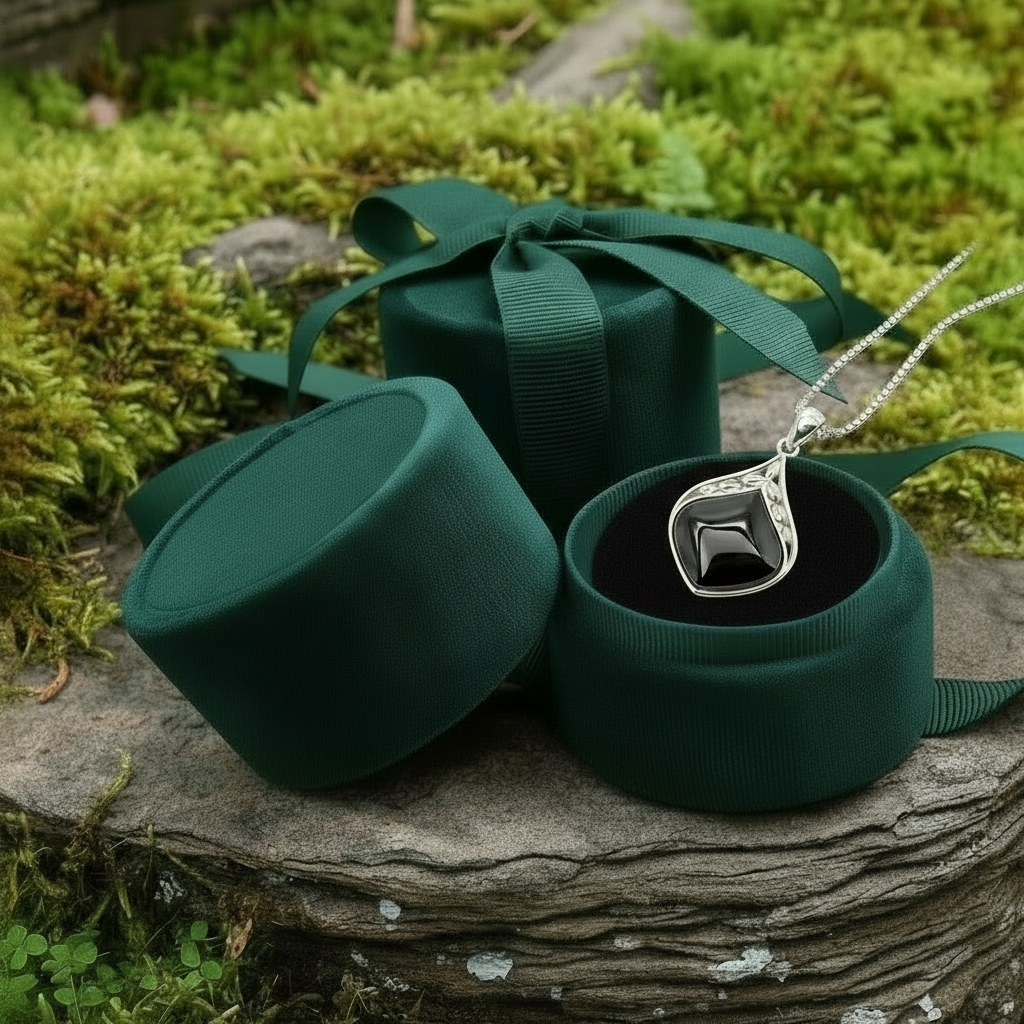 Black Onyx & Silver Teadrop Necklace