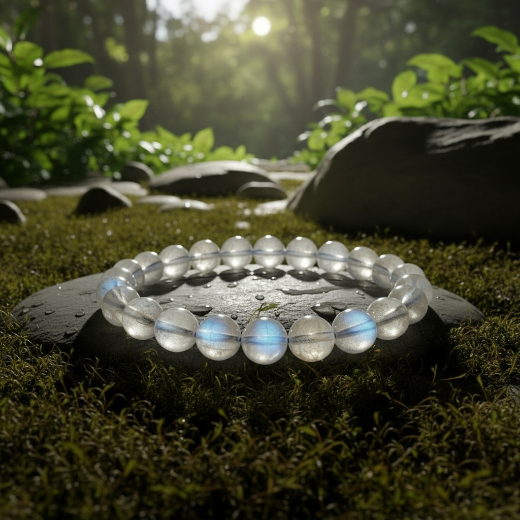Grey Moonstone Mala Bracelet