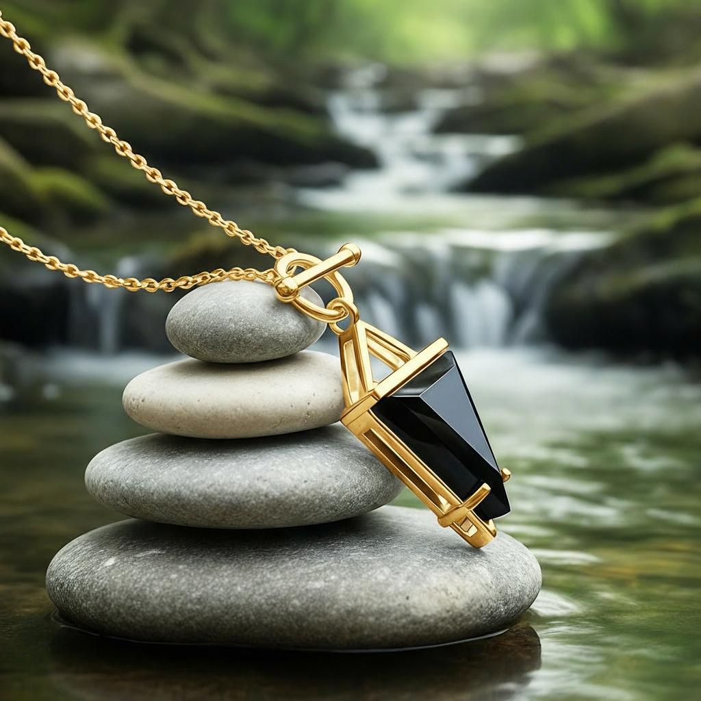 Black Onyx & Gold Guardian Necklace