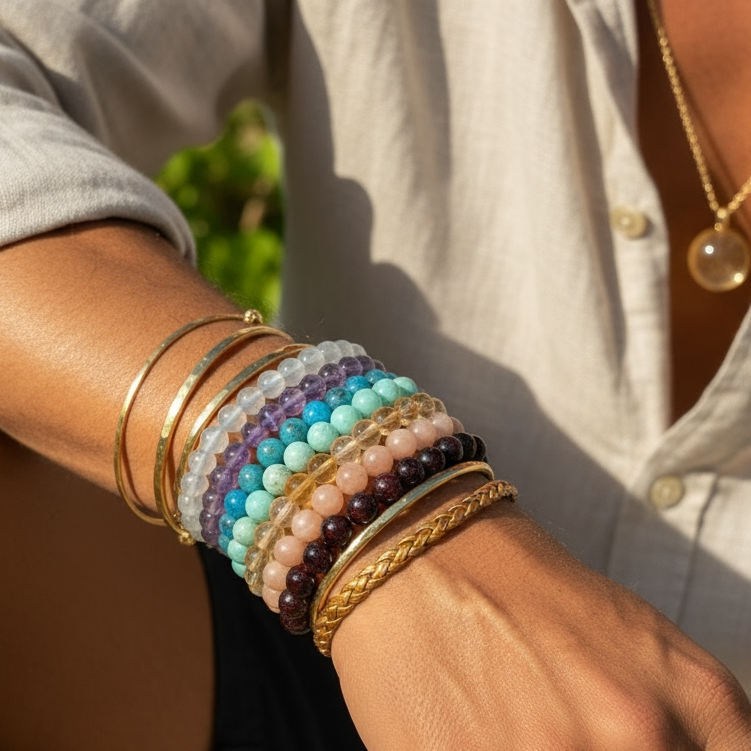 Seven Chakra Mala Gemstone Bracelet Set