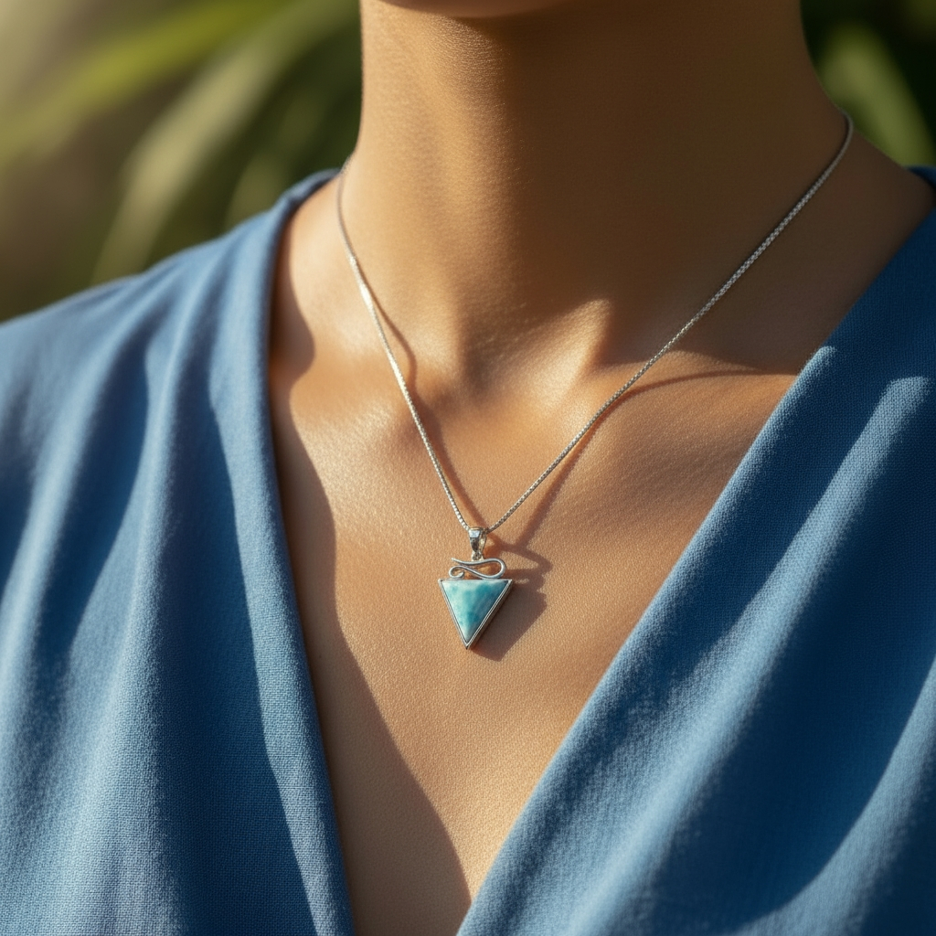 Larimar Silver Trinity Necklace