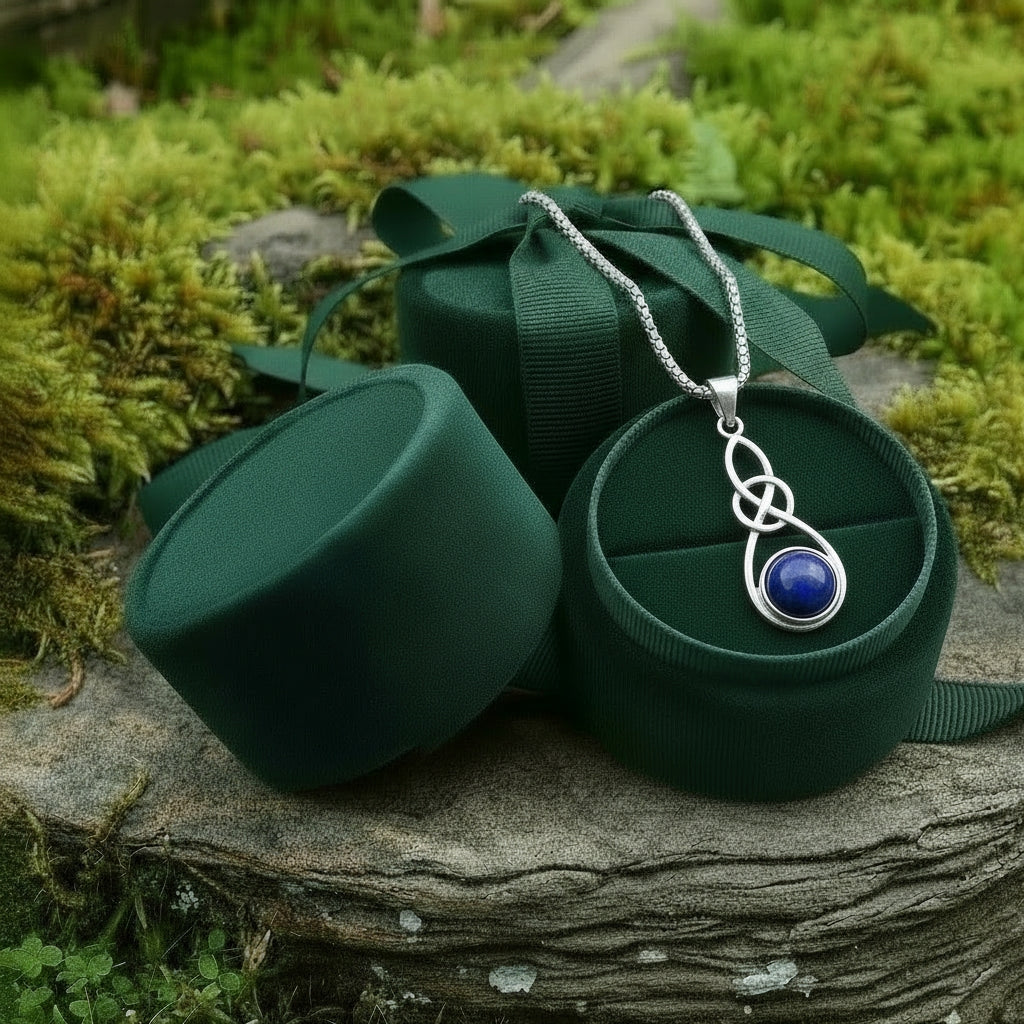 Lapis Lazuli Infinity Knot Silver Necklace