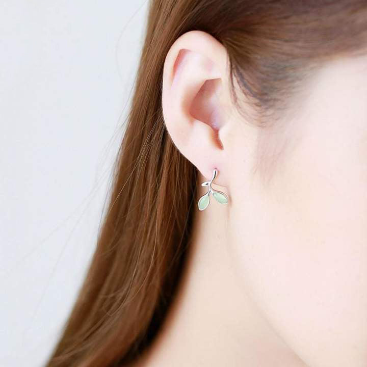 925 Silver Opal Green Twig Fairytale Earrings