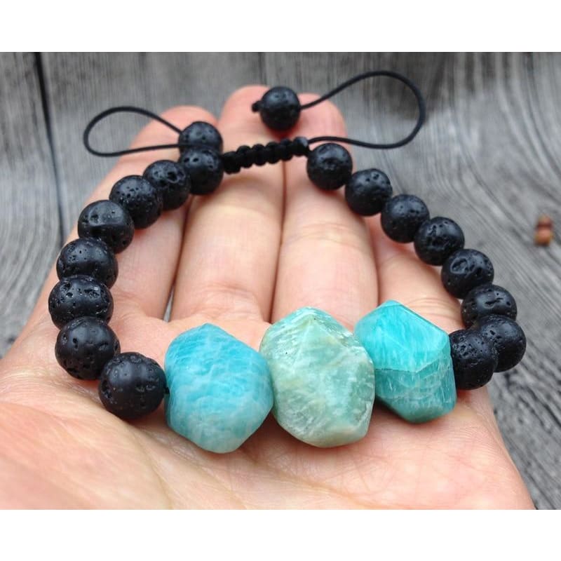 Amazonite Lava Stone Mala Beads Bracelet