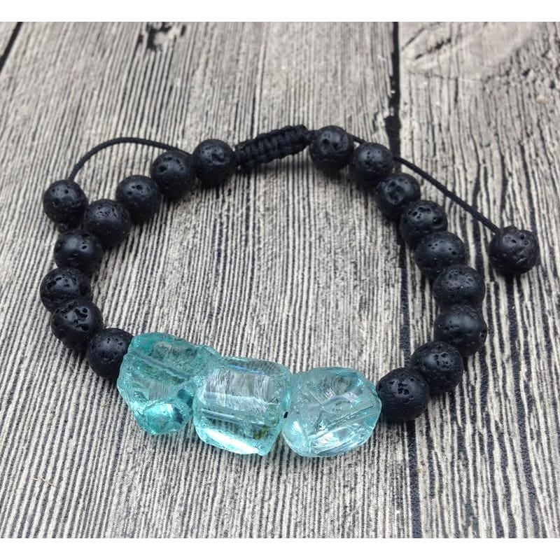 Blue Quartz Lava Stone Mala Beads Bracelet