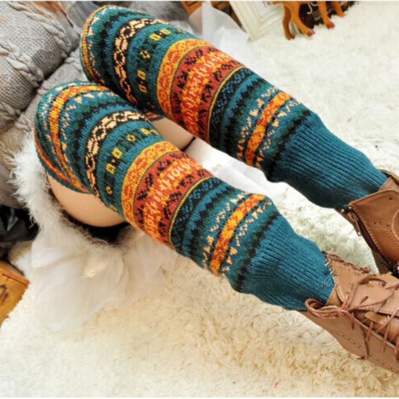 Boho Over Knee Long Knit Crochet Leg Warmers (5 Styles To Choose From)