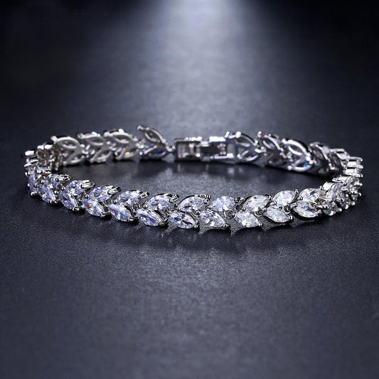 Cubic Zirconia Leaf Bracelet