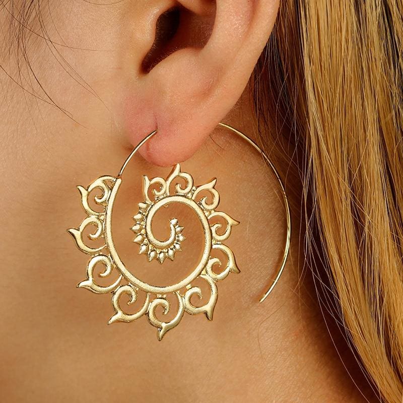 (Clearance) Gold/sliver Spiral Dangle Earrings