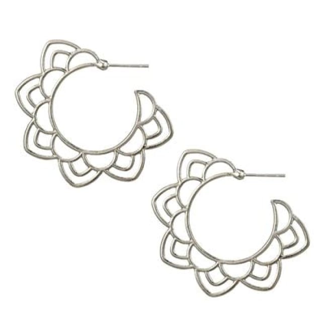 (Clearance) Tribal Gold/silver Floral Drop Earring - Silver