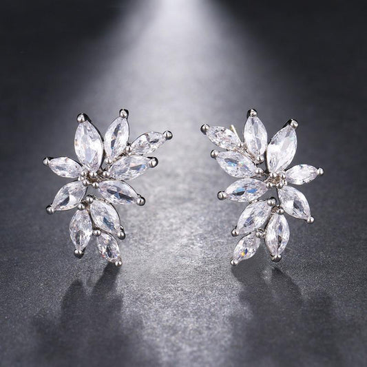 Cubic Zirconia Flower Shaped Earrings