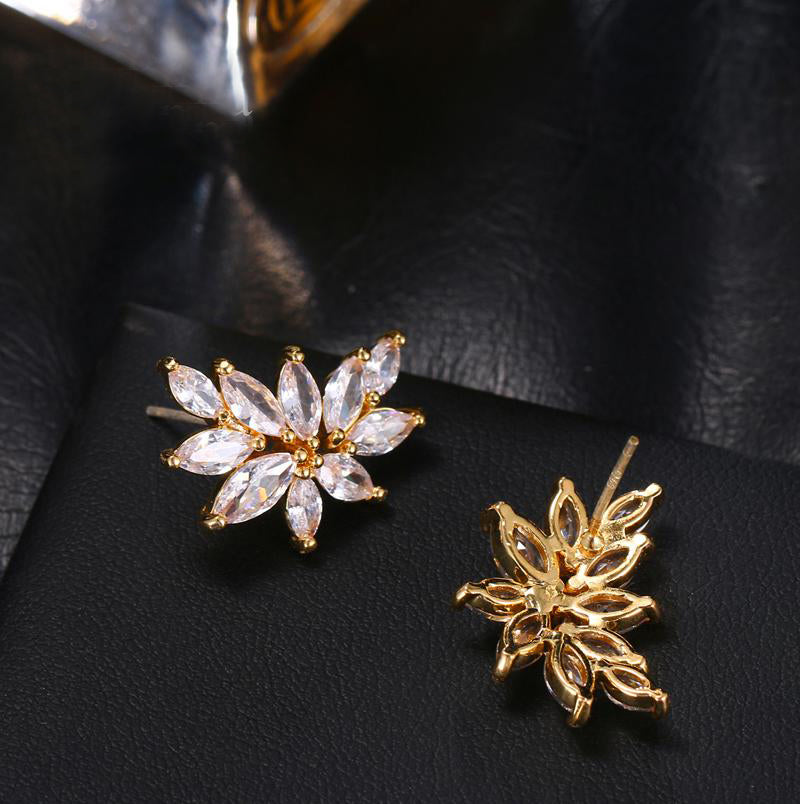 Cubic Zirconia Flower Shaped Earrings
