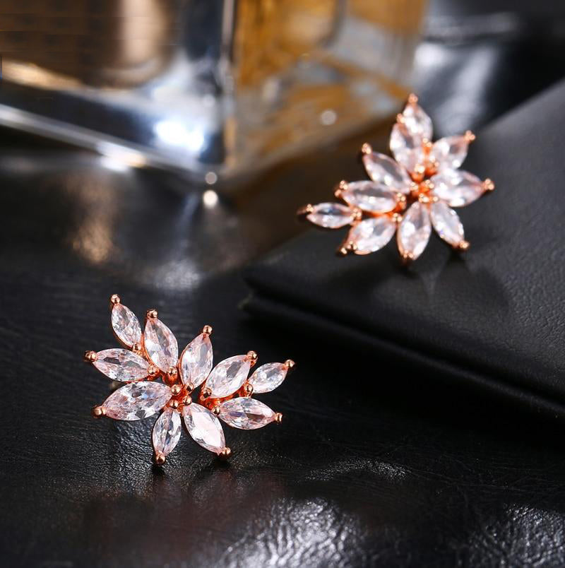 Cubic Zirconia Flower Shaped Earrings