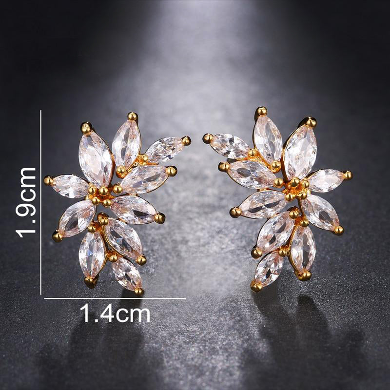 Cubic Zirconia Flower Shaped Earrings