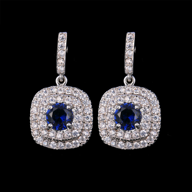 Classic Square Drop Cubic Zirconia Earrings