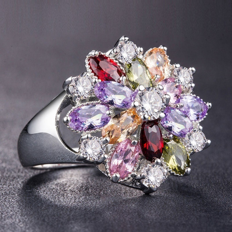 Colorful CZ Crystal Party Ring