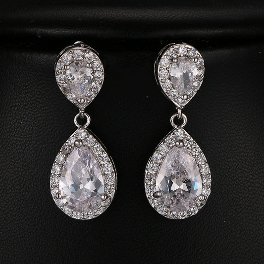 Cubic Zirconia Water Drop Earrings