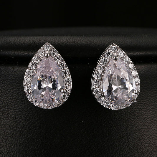 Cubic Zirconia Pear Cut Stud Earring