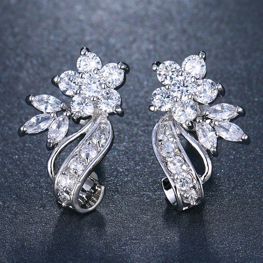 Cubic Zirconia Flower Stud Earrings