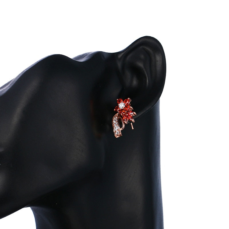 Cubic Zirconia Flower Stud Earrings