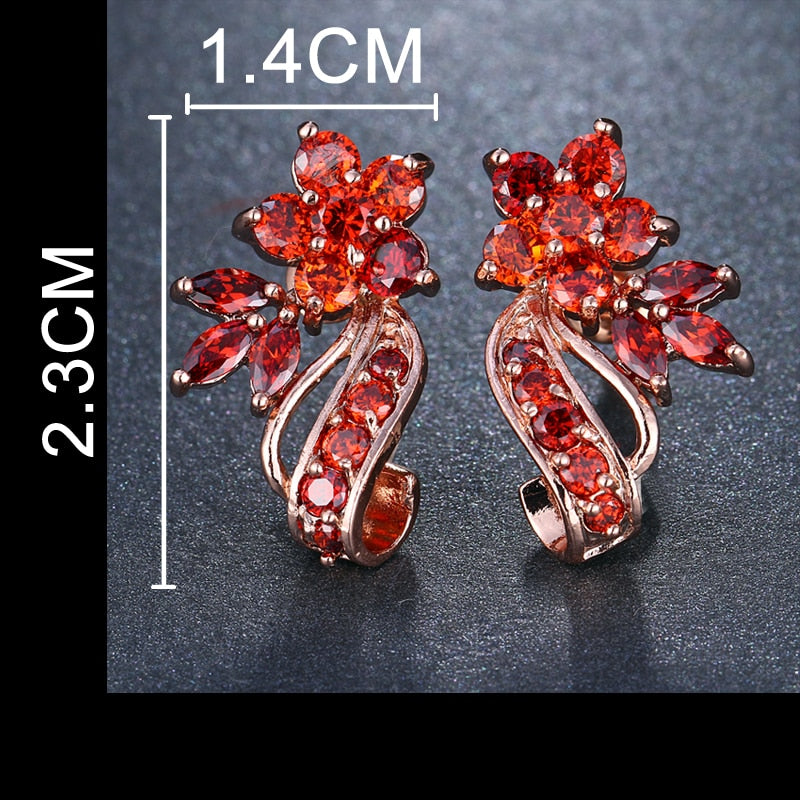 Cubic Zirconia Flower Stud Earrings