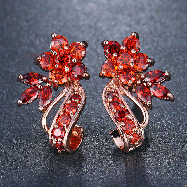 Cubic Zirconia Flower Stud Earrings