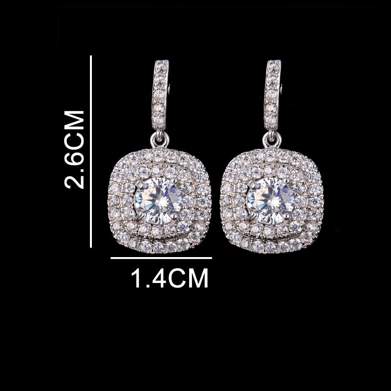 Classic Square Drop Cubic Zirconia Earrings