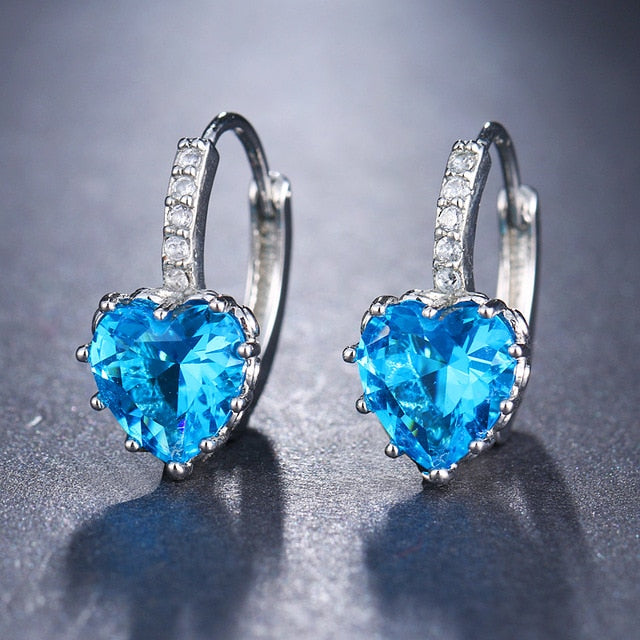 Cubic Zirconia and Rhinestone Heart Earrings