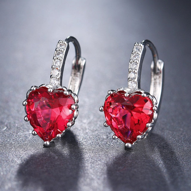 Cubic Zirconia and Rhinestone Heart Earrings