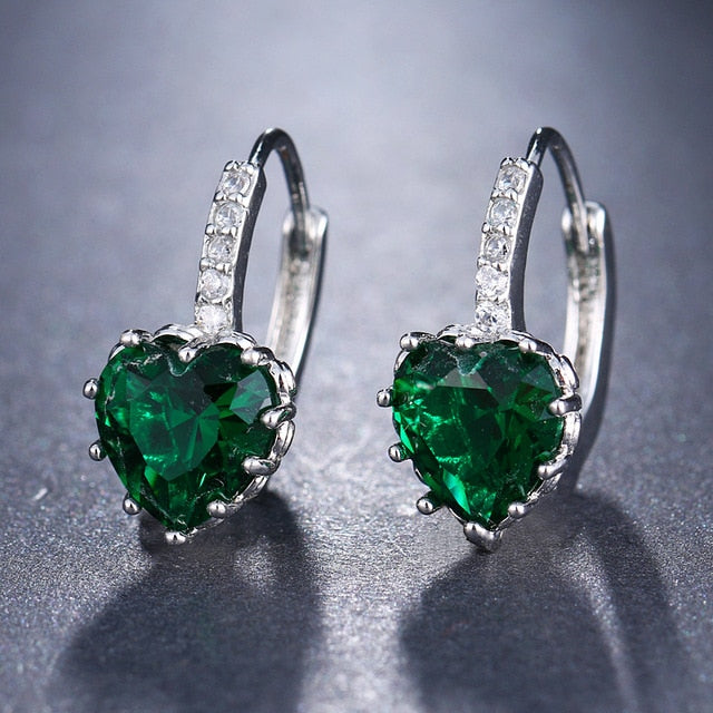 Cubic Zirconia and Rhinestone Heart Earrings