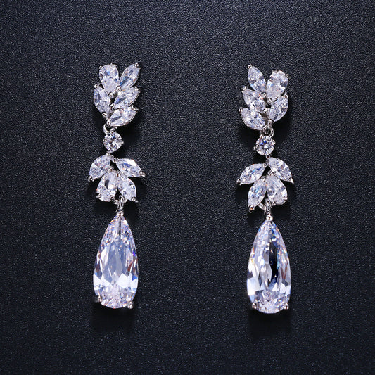 Cubic Zirconia Water Drop Dangle Earrings