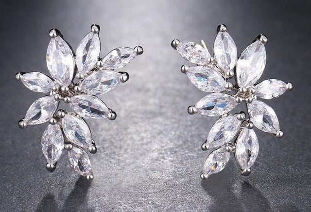 Cubic Zirconia Flower Shaped Earrings