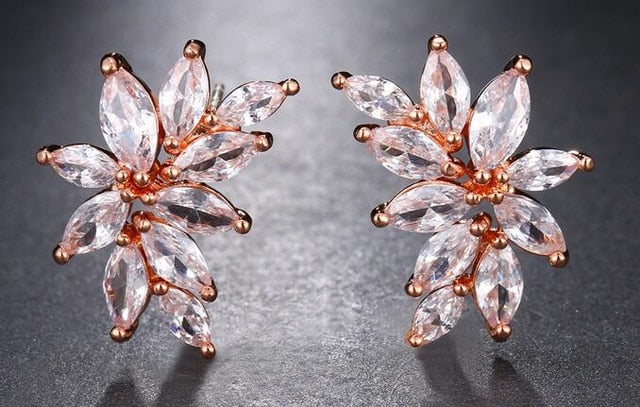 Cubic Zirconia Flower Shaped Earrings
