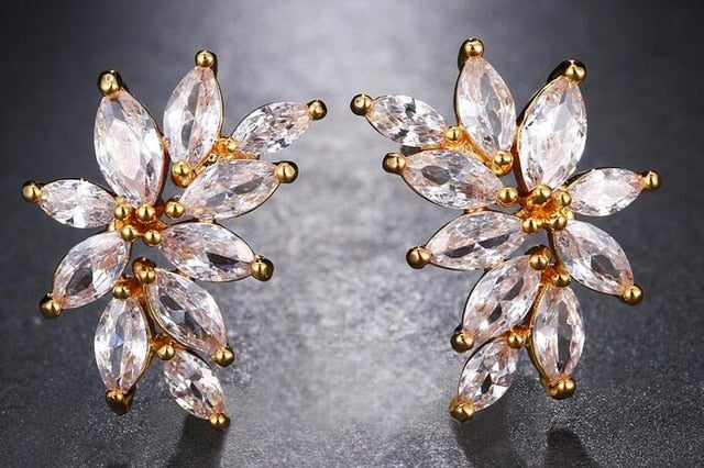 Cubic Zirconia Flower Shaped Earrings