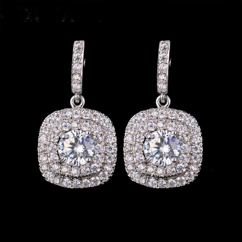 Classic Square Drop Cubic Zirconia Earrings